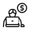 Man Laptop Coin Icon Vector Outline Illustration