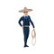 Man with lasso in sombrero hat isolated cowboy