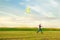 A man launches a kite