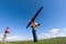 Man launches into the sky RC glider