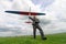 Man launches into the sky RC glider