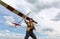 Man launches into the sky RC glider
