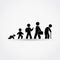 Man lifecycle from birth to old age in silhouettes.