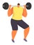 Man lifting heavy barbell, strength training exercise, cartoon style fitness. Strong male