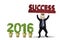 Man lifting a success text with numbers 2016