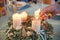 Man lighting candles of Advent wreath