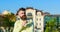 Man with long beard enjoy coffee. Man with beard and mustache on calm face drinks coffee at balcony, urban background