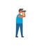 Man Looking in Binoculars Vector Isolated Person