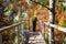 Man at lookout in autumn forest