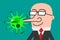 Man is lying about virus outbreak. Conspiracy concept vector illustration isolated