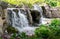 Man made waterfalls in a garden