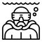 Man make snorkeling icon, outline style