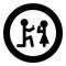 The man makes an offer woman stick icon in round black color vector illustration