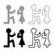 The man makes an offer woman stick icon set grey black color Illustration