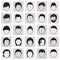 Man male hairstyle black simple icons set