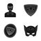 Man, mask, cloak, and other web icon in black style.Costume, superhero, superforce, icons in set collection.