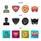 Man, mask, cloak, and other web icon in cartoon,black,flat style.Costume, superman, superforce, icons in set collection.