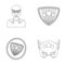 Man, mask, cloak, and other web icon in outline style.Costume, superhero, superforce, icons in set collection.