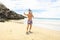 Man with mask for snorkling at the seaside