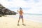 Man with mask for snorkling at the seaside