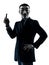 Man masked anonymous group pointing finger silhou