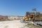 Man mechanic repairing a bulldozer