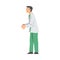 Man Medical Doctor or Physician in White Coat Working at Hospital Vector Illustration