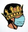 Man in medical mask and crown. Vector drawing