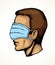 Man in medical mask on eyes. Vector drawing