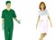 Man in Medical Scrubs and girl in nurse uniform