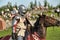 Man in a medieval historical clothes on horseback