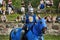 Man in a medieval historical clothes on horseback