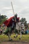 Man in a medieval historical clothes on horseback