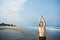 Man Meditation Beach Fitness Yoga Concept