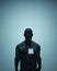 Man Mental Health Depression Black Dusty Iron Figure Abstract Missing Alone PTSD Square Hole Blue Studio Lighting