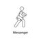 man with messenger bag illustration. Element of a person carries for mobile concept and web apps. Thin line man with messenger bag