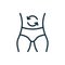 Man Metabolism Line Icon. Male Good Digestion Linear Pictogram. Belly and Arrow Metabolism Concept Outline Icon