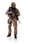 Man military outfit a soldier in modern times on a white background