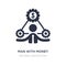 man with money gears icon on white background. Simple element illustration from Business concept