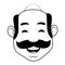 Man with moustache avatar cartoon character in black and white