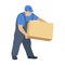 The man in the Moving service carries a big box. Vector illustration isolated on white background