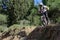 Man on MTB enduro trail track in Athens on the mountain of Hymmetus