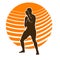 Man muay thai martial arts fighter vector silhouette