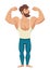 The man with the muscles. bearded, muscular jock in jeans. Posing bodybuilding. vector illustration
