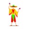 Man musician in bright national costume playing maracas vector illustration