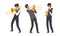 Man Musician Character Performing Music Playing Flute and Trombone Vector Set