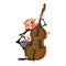 A man musician plays the double bass. Cartoon illustration on a white background