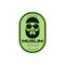 man muslim style head cap bearded sunglasses vintage badge logo design vector