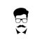 Man with mustache wearing a glasses.