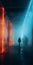 a man in neon light foggy room generative AI